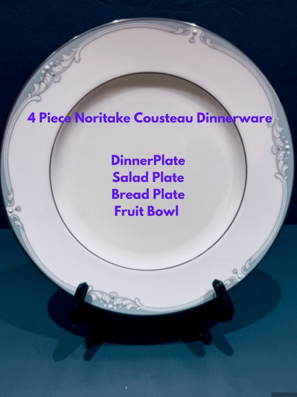 4 Piece Noritake Cousteau Fine Bone China Dish Set.